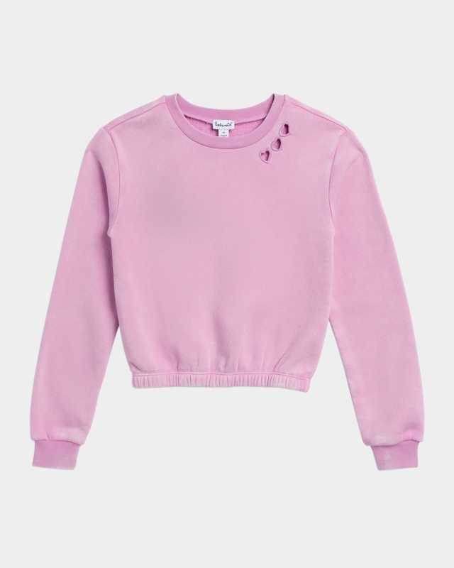 Girl's Midnight Cloud Cutout Heart Sweatshirt, Size 8-